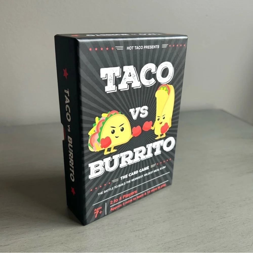 Taco vs Burrito Strategic Card Game Family Age 6+, 2-4 Players, 15 Min Play